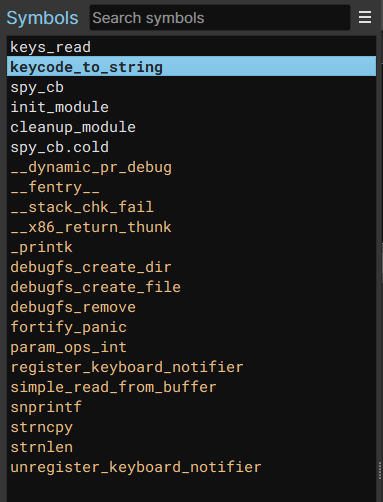 keycode_to_string function in the disassembly