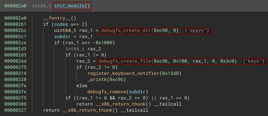 debugfs file creation in init_module